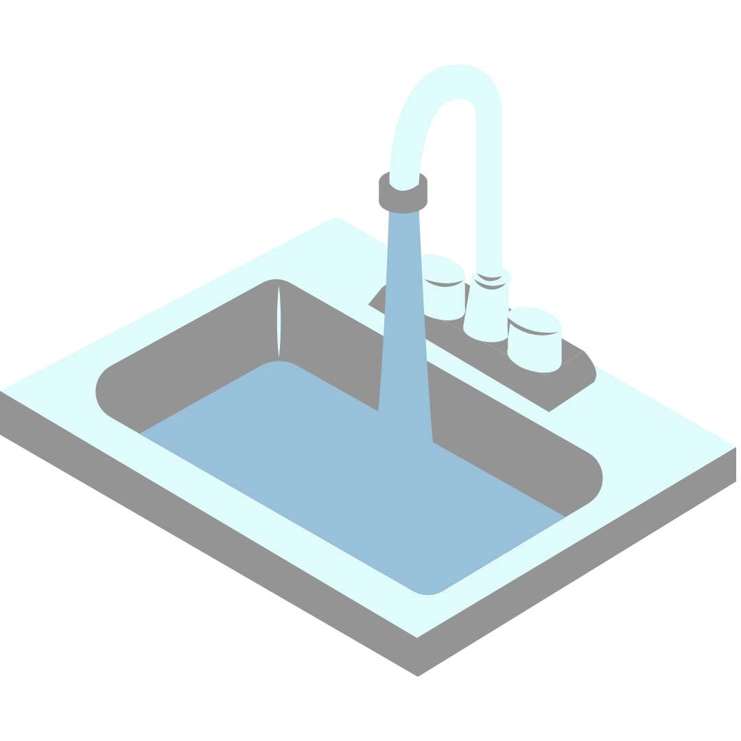 sink with a faucet with flowing water