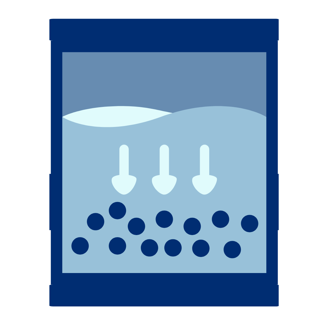 arrows pointing down to the filters