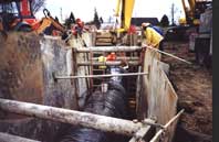 exposed pipe underground