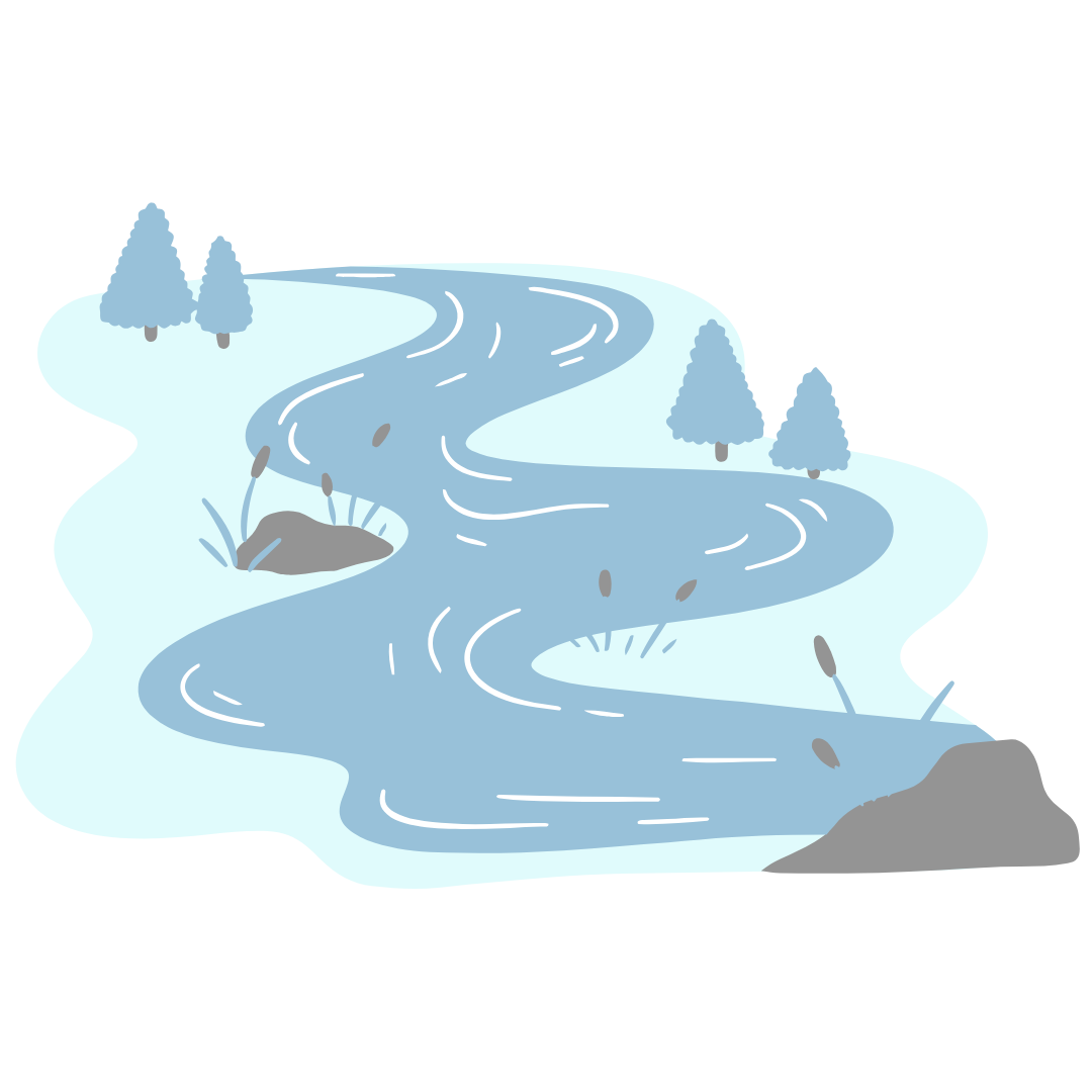 River running through the trees