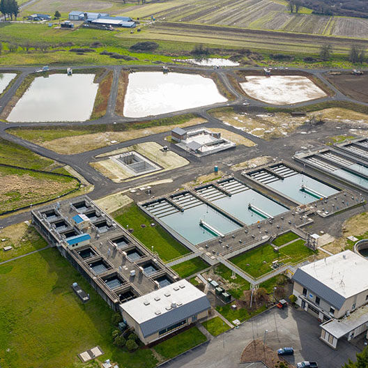 aerial view of the water treatment facility