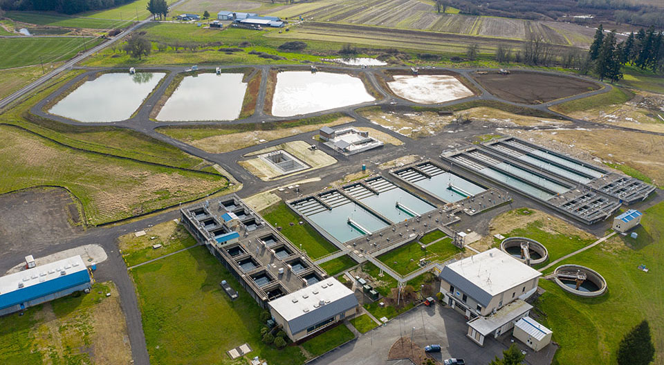 Aerial view of the water treatment plant